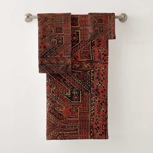 Oriental rug _  geometric  tribal pattern bath towel set