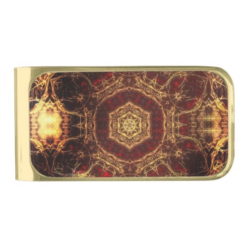 Oriental Rug Gold Finish Money Clip