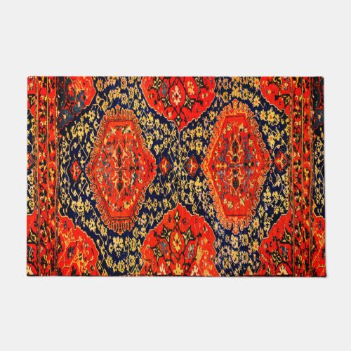 Oriental rug in blue bright orange 