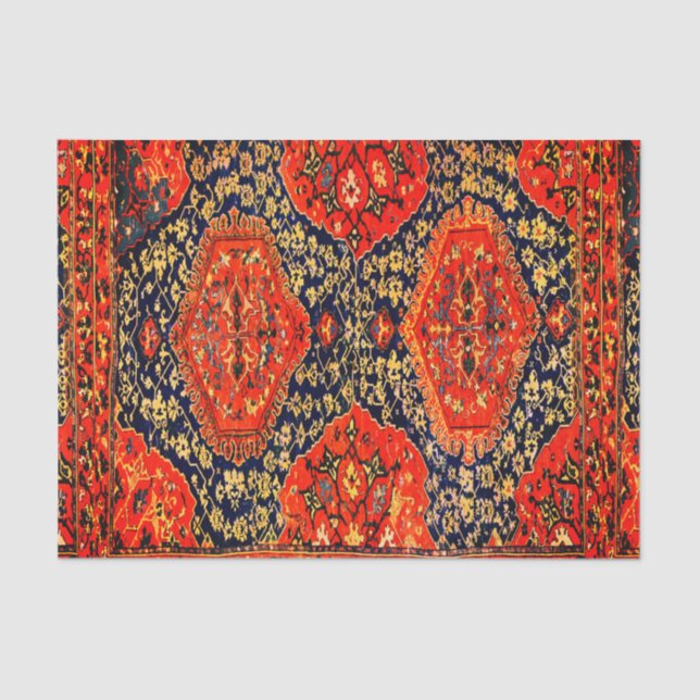Oriental rug in blue& brightorange tissue paper (Front)