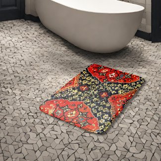 Oriental rug in blue&orange bath mat