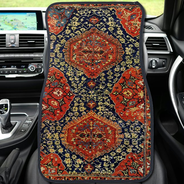 Oriental rug in blue&orange Car Mats (Creator Uploaded)