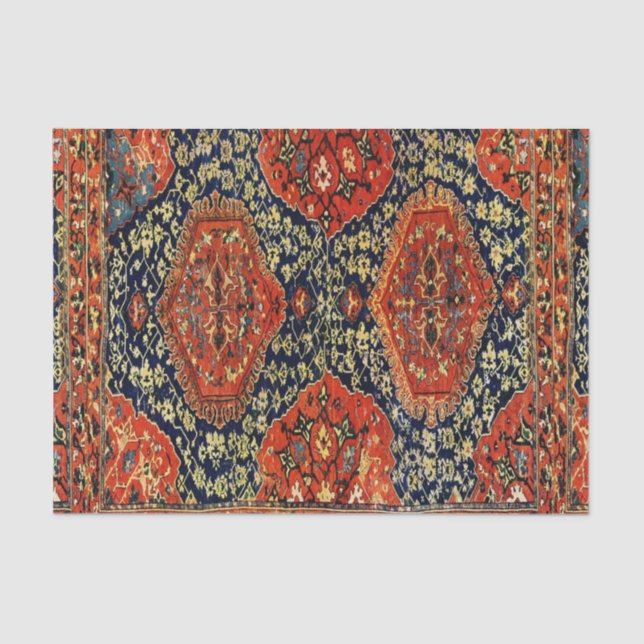 Oriental rug in blue&orange tissue paper (Front)