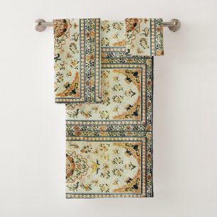 Oriental rug in light colors bath towel set