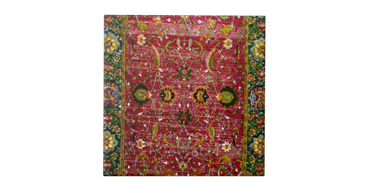 Oriental rug in red and green tile Zazzle