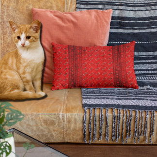Oriental rug in vivid reds lumbar pillow