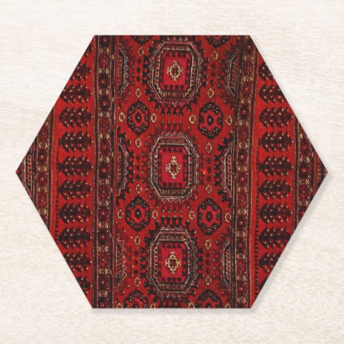 Oriental rug in warm colors  paper coaster