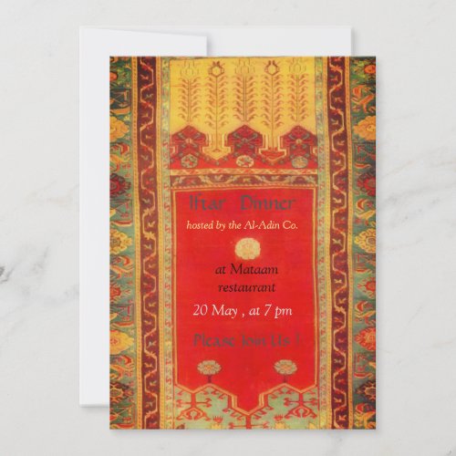 Oriental rug Ladik style _ iftar dinner Invitation