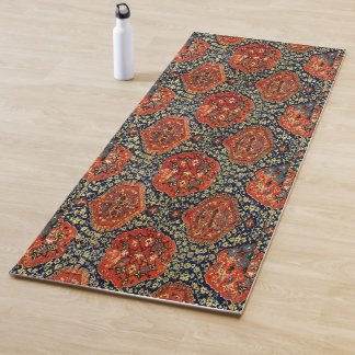 Oriental rug look in blue&orange yoga mat