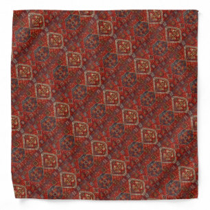 Oriental rug  look in  dark red and blue  bandana
