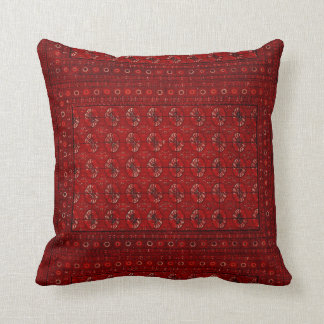 Oriental rug look in reds throw pillow