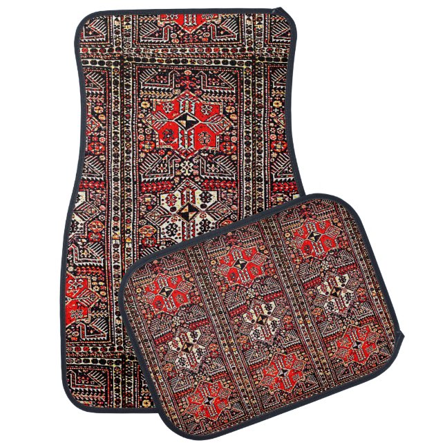 Oriental rug look no2 red white black  (Set)