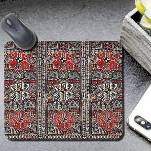 Oriental rug look - red white black mouse pad