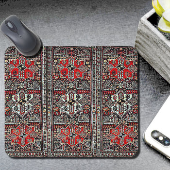 Oriental Rug Look - Red White Black  Mouse Pad by almawad at Zazzle