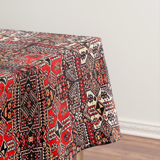 Oriental rug look - red white black  tablecloth (In Situ)
