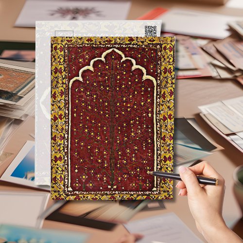 Oriental Rug look _ Sacred tree motif Postcard