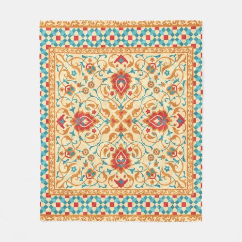 Oriental rugornate ornamental floral patternstyl fleece blanket
