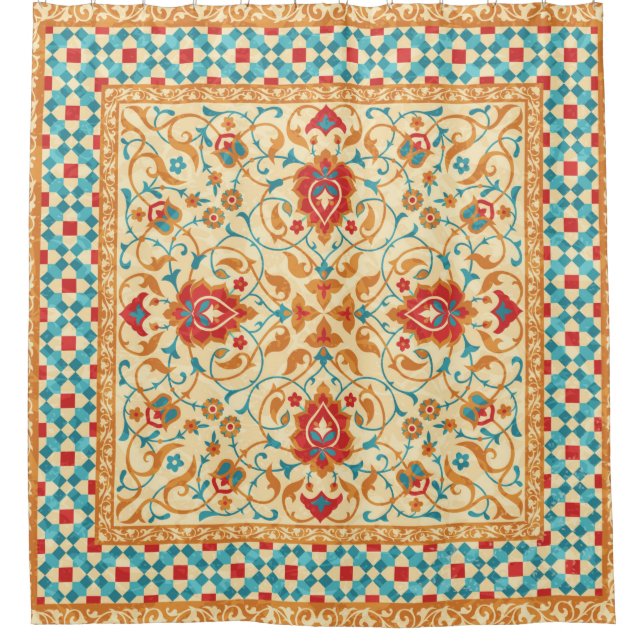 Oriental rug,ornate ornamental floral pattern,styl shower curtain (Front)