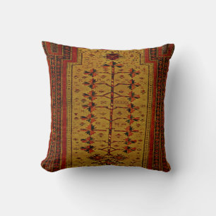 Oriental rug with geometric leaves - in warm throw pillow