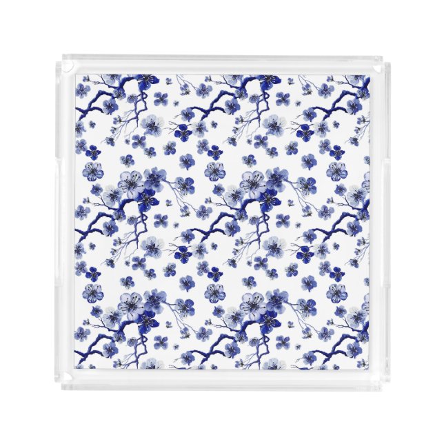 Oriental Sakura Branch Pattern Acrylic Tray (Front)