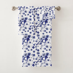 Oriental Sakura Branch Pattern Bath Towel Set