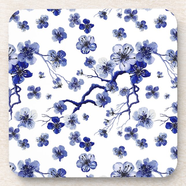 Oriental Sakura Branch Pattern Beverage Coaster (Front)