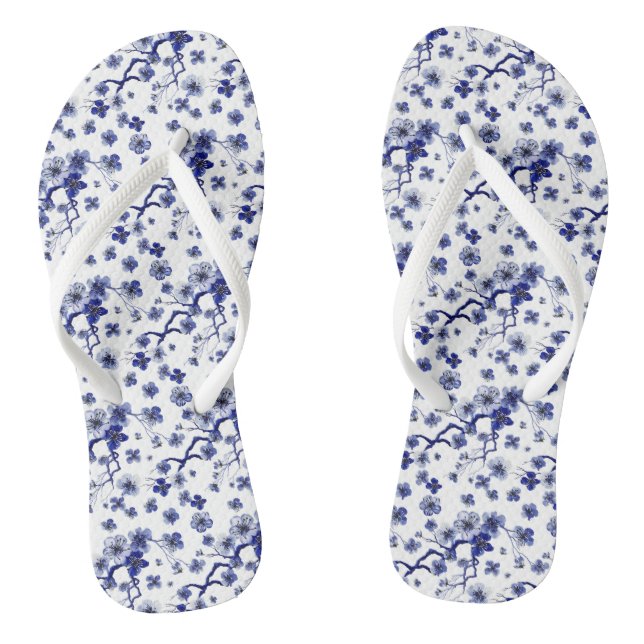 Oriental Sakura Branch Pattern Flip Flops (Footbed)