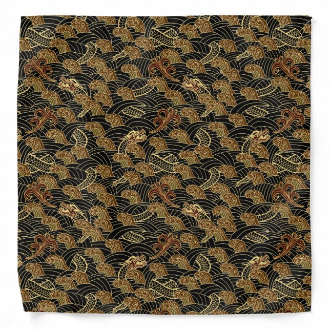 Oriental Sea Dragon Pattern Bandana (Front)
