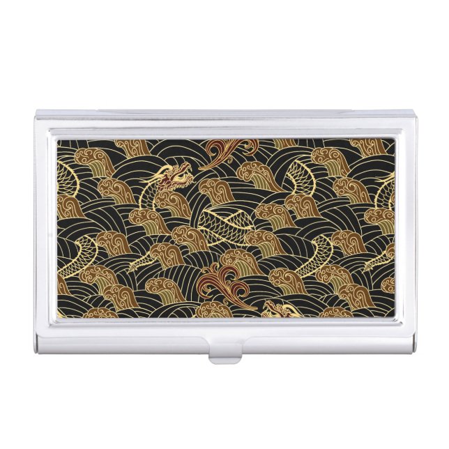 Oriental Sea Dragon Pattern Case For Business Cards (Front)