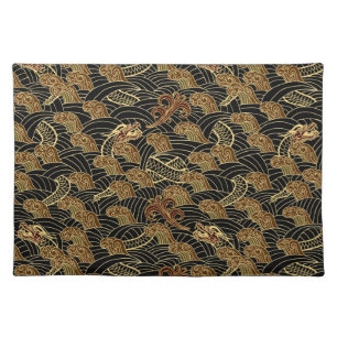 Oriental Sea Dragon Pattern Cloth Placemat