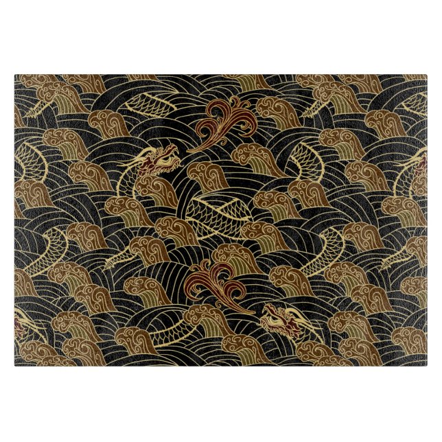 Oriental Sea Dragon Pattern Cutting Board (Front)