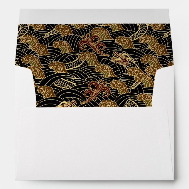 Oriental Sea Dragon Pattern Envelope (Back (Bottom))