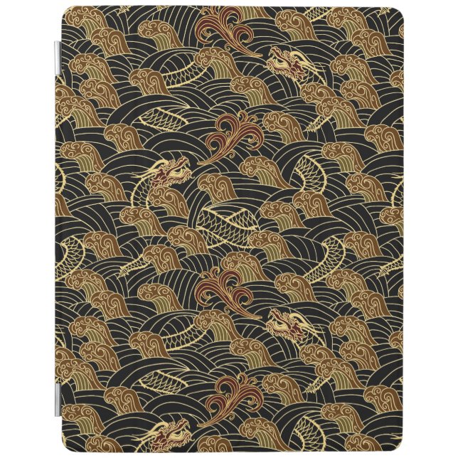 Oriental Sea Dragon Pattern iPad Smart Cover (Front)