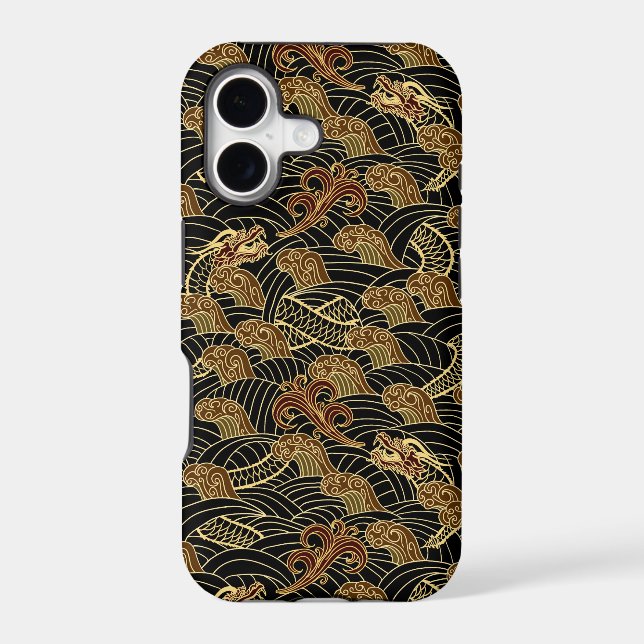 Oriental Sea Dragon Pattern Iphone Case (Back)