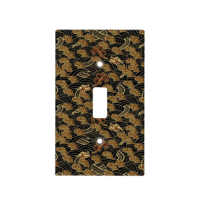 Oriental Sea Dragon Pattern Light Switch Cover (Front)
