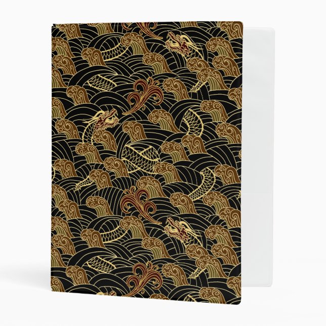 Oriental Sea Dragon Pattern Mini Binder (Front/Inside)