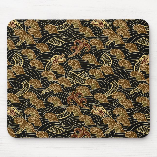 Oriental Sea Dragon Pattern Mouse Pad (Front)