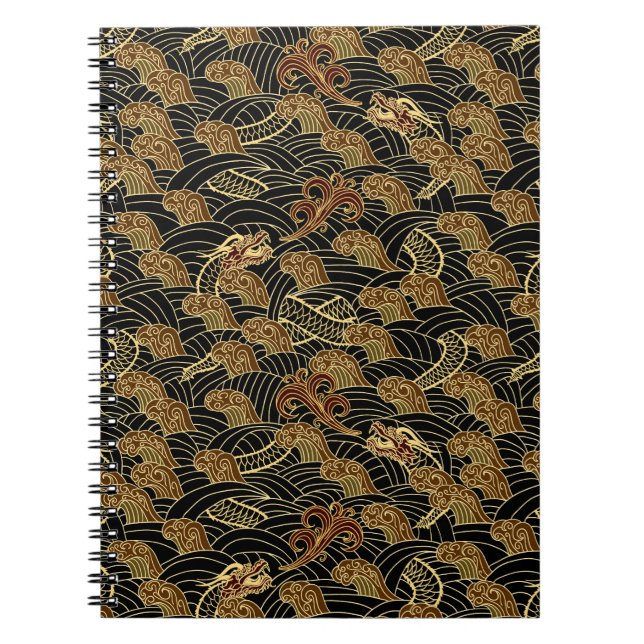Oriental Sea Dragon Pattern Notebook (Front)
