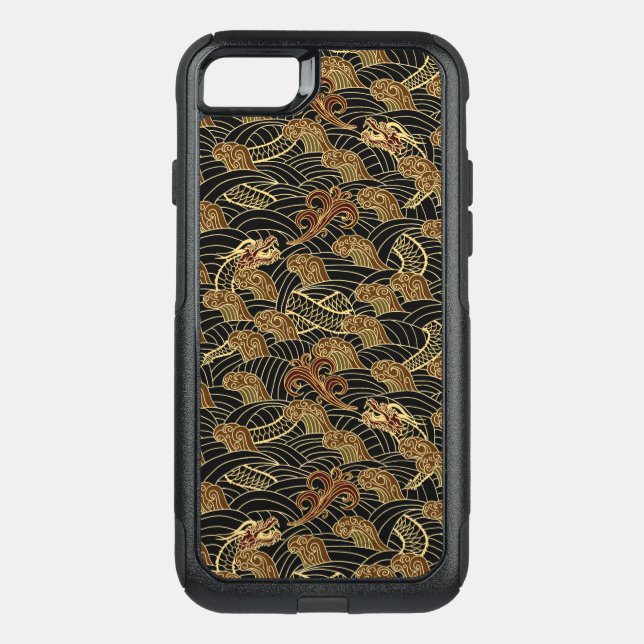 Oriental Sea Dragon Pattern Otterbox iPhone Case (Back)