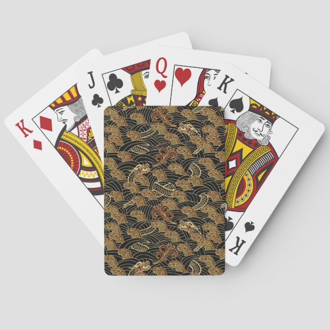 Oriental Sea Dragon Pattern Poker Cards (Back)