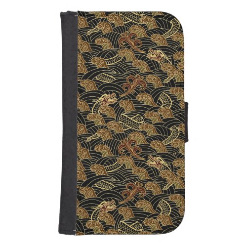 Oriental Sea Dragon Pattern Galaxy S4 Wallet Case