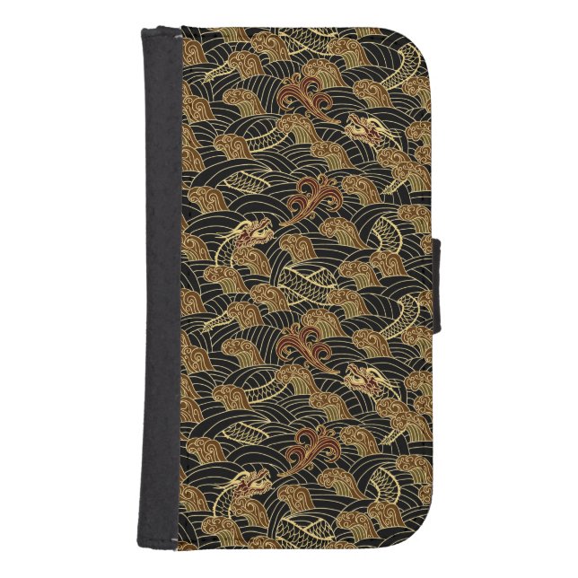 Oriental Sea Dragon Pattern Samsung Galaxy Wallet Case (Front)