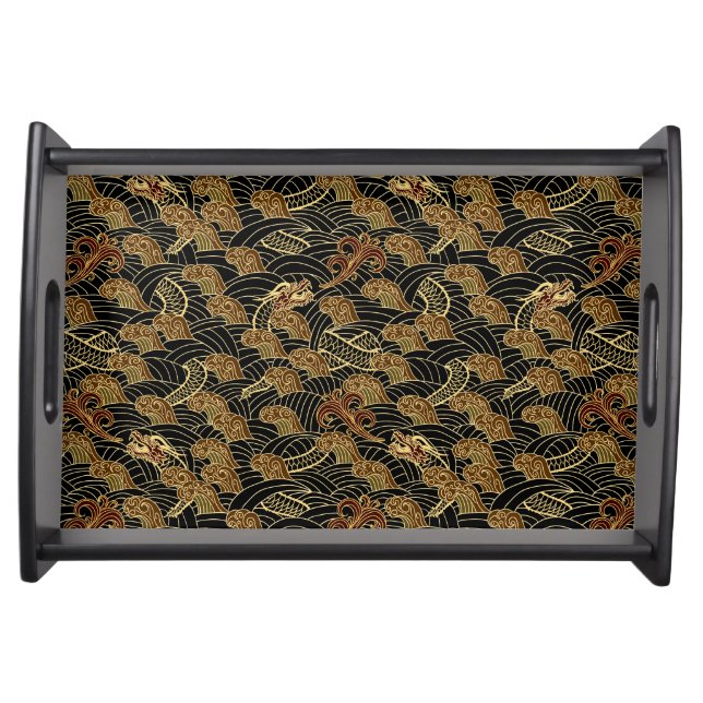 Oriental Sea Dragon Pattern Serving Tray (Front)