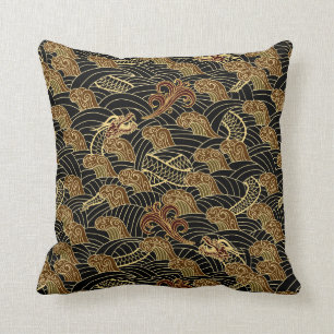 Oriental Sea Dragon Pattern Throw Pillow