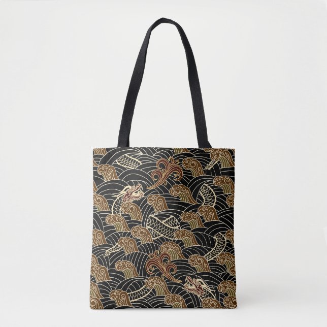 Oriental Sea Dragon Pattern Tote Bag (Front)