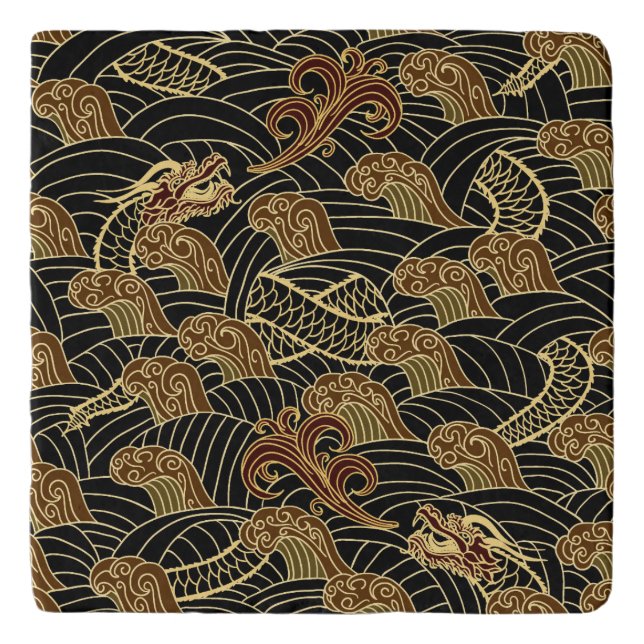 Oriental Sea Dragon Pattern Trivet (Front)