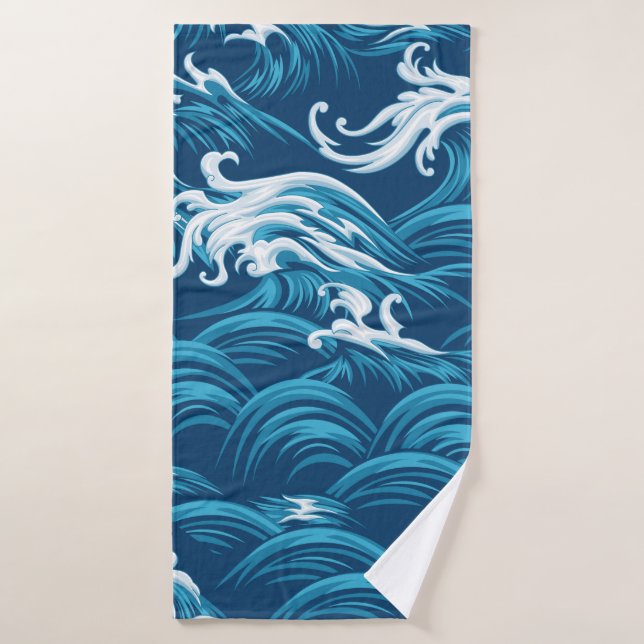 Oriental sea seamless decorative pattern bath towel (Bath Towel)