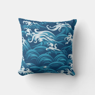 Oriental sea seamless decorative pattern throw pillow