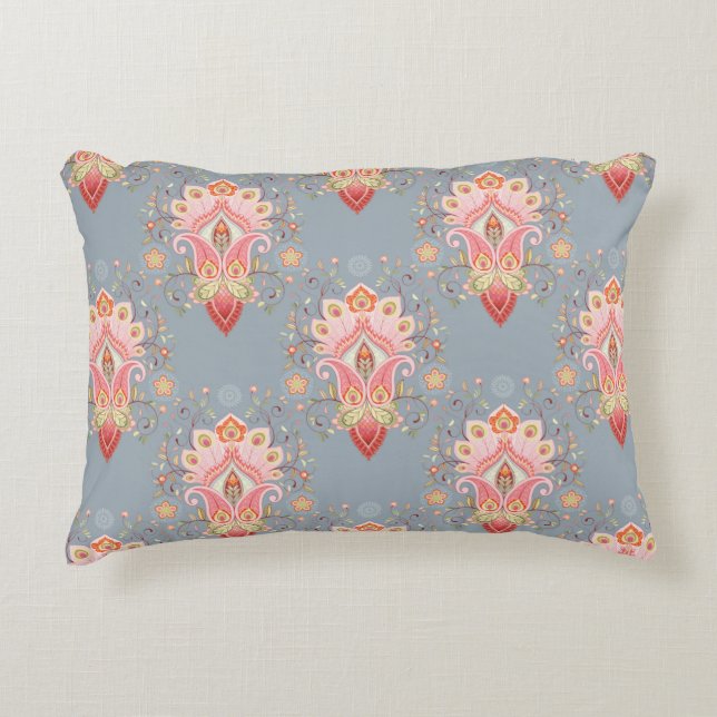 Oriental seamless background with paisley flower a accent pillow (Front)