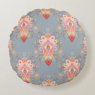 Oriental seamless background with paisley flower a round pillow